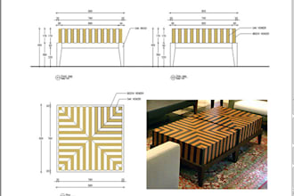 draft furniture sketch or photo to technical cad drawing