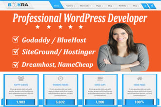 design wordpress  website on bluehost, hostinger website, dreamhost, hostgator