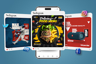 do creative social media post design for facebook, instagram
