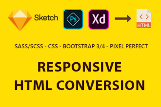 convert sketch to html, xd to html, psd to html responsive bootstrap
