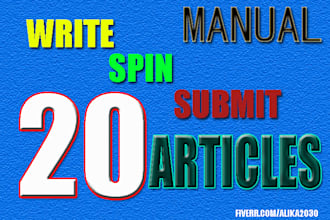 write_Spin_Manually SUBMIT 20 Articles to 20 high pr Directories + Web 2 0 Sites