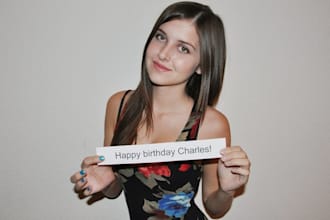take 3 PICTURES holding up a sign with your business name