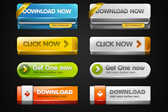 design you 5 high quality web buttons, like on the preview, your own text photoshop file included just only