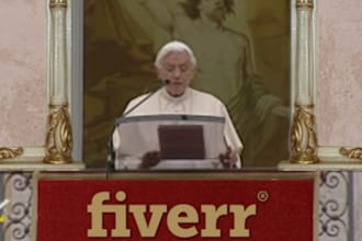 make this 30 second video of pope Benedict XVI praying and on the podium will be your logo/photo or text