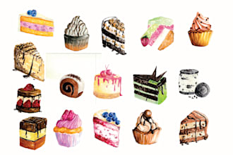 illustrate any food or desserts in watercolor style