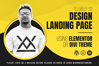 design landing page using elementor or divi theme