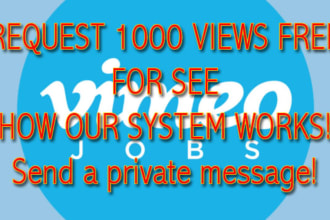 delivered super fast 15500 + 500 free = 20,000 views on VIMEO and split the views on 120 hrs 5 days