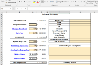 design a civil engineering design ms excel template for you