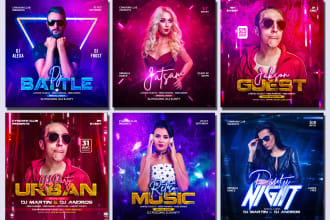 flyer design for dj,party,club,hiphop,retro,afro,disco,music, event flyer