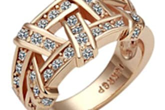 18K Gold Plated Ring Health Jewelry Nickel Free K Golden Plating Platinum Rhinestone Austrian Crystal