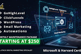 build sales funnels, CRM, email automation and marketing strategy