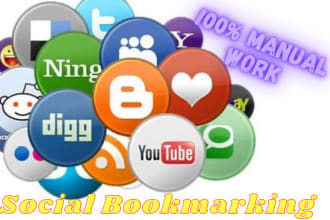 do 20 social bookmark submission manually on high PR sites