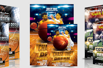 do basketball and super bowl flyer design