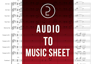 do professional sheet music transcription, tabs, chords