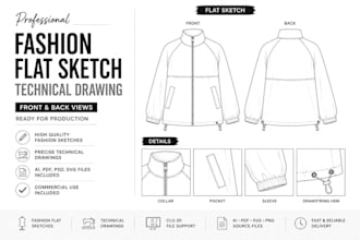 create a professional fashion sketch for your garment