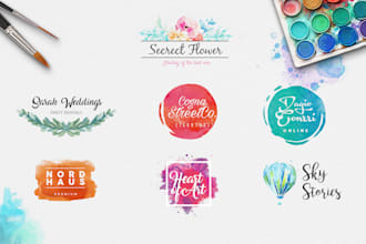 design a gorgeous feminine watercolor logo