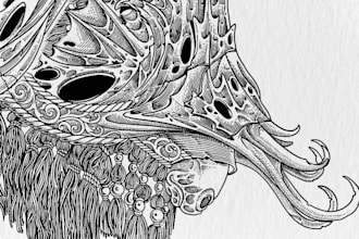 draw detailed vintage illustration with engraving style