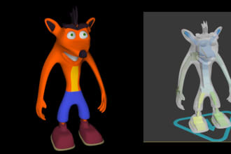 model, texture and rig a 3d cartoon character