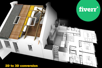 draw architectural 2d  3d floor plan and building  modeling