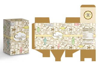 create packaging box and label design with die cut