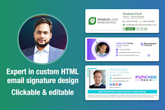 design custom clickable HTML email signature for gmail, outlook, apple mail