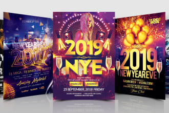 design christmas, new year flyer