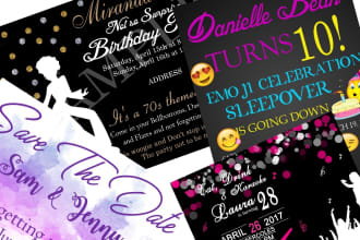 create birthday or event or  wedding  invite or flyer design