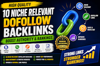 create 10 niche relevant dofollow permanent backlinks