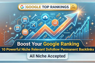 create 10 niche relevant dofollow permanent backlinks