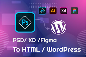convert psd, xd to html and psd, xd to wordpress website