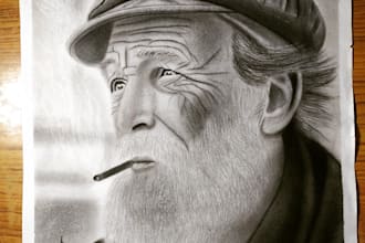 draw handmade realistic customised pencil sketch from photo