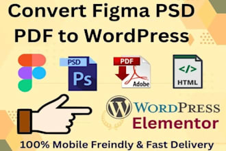 convert psd, html, pdf, xd to wordpress website