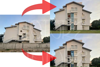 photoshop editing interior exterior modification house facade paint color change