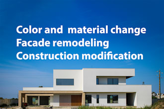 house color change, facade paint, construction modification photoshop photo edit