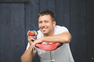 send you my instructional video including diabolo, ball juggling, unicycle riding