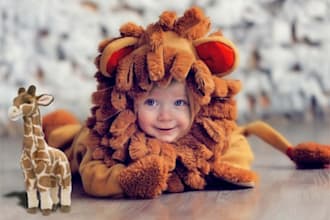 make a super cute lion image with your little ones happy face