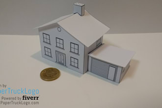 make a papercraft house with your logo on it