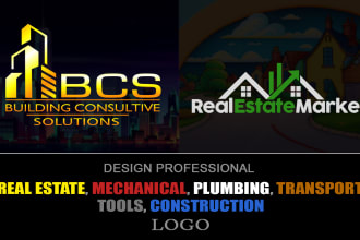 make real estate, mechanical, plumbing, transport, tools, construction logo