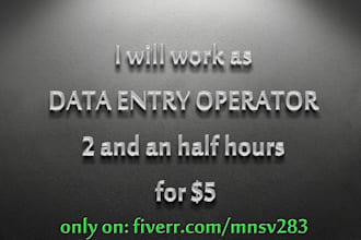 work as data entry operator for 2 and an half hours