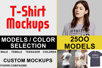 create 5 impressive realistic HD t shirt mockup