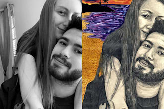 make a lovely hand drawn portrait with your couple