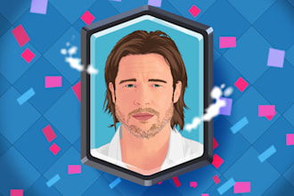 draw a clash royale style vector cartoon portrait