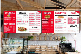 design a static tv screen menu or digital menu