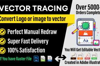 do vector tracing, redraw logo or convert image to vector file svg, ai, eps, pdf