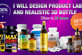 do your logo and label in a 3d realistic bottle