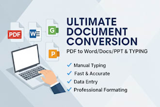 convert PDF to word, docs, PPT, typing service