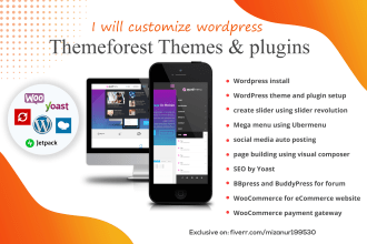 create menus, pages, slider, social media on wordpress website