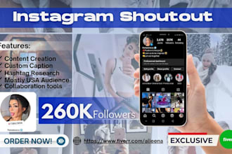 do instagram shoutout on 260k fashion page