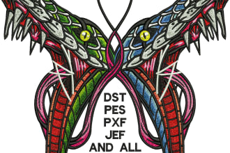 digitze any design for embroidery in dst pes in 1 hour