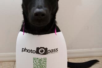 take a picture of my dog with your logo and QR code
